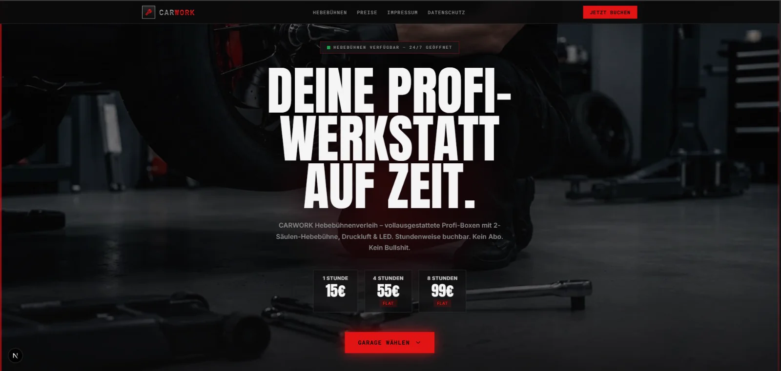 Lumova Referenz: Carwork — Website für eine KFZ-Werkstatt